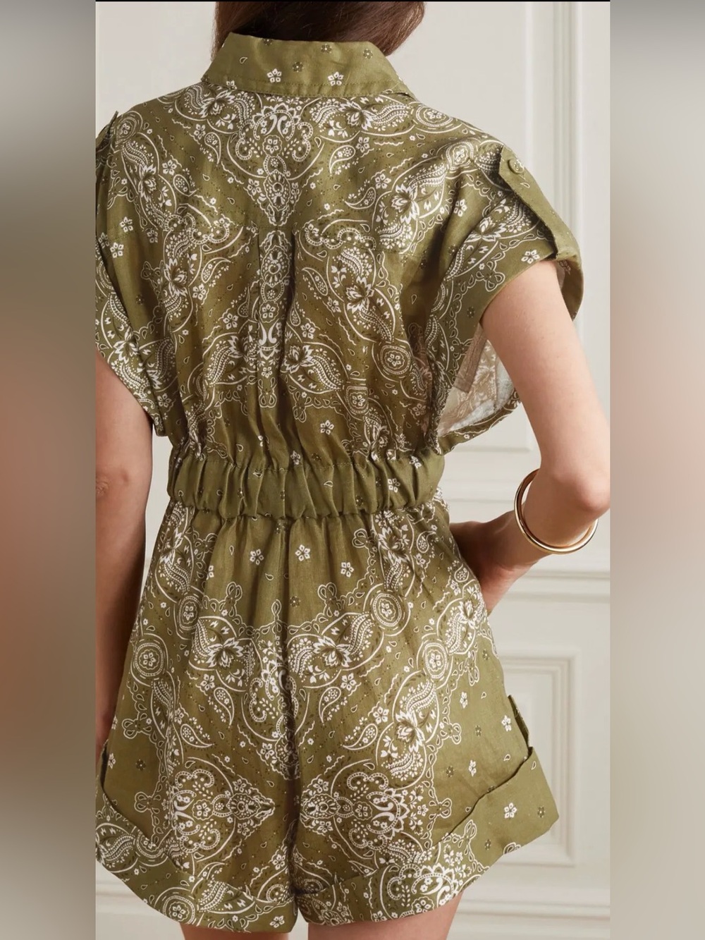 NWT ZIMMERMANN Violet Bandana Khaki Play Suit Tie-Waist Romper Size AUS 0 US 4 - Picture 3 of 16